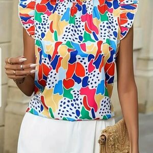 Colorful Abstract Print Women's Top